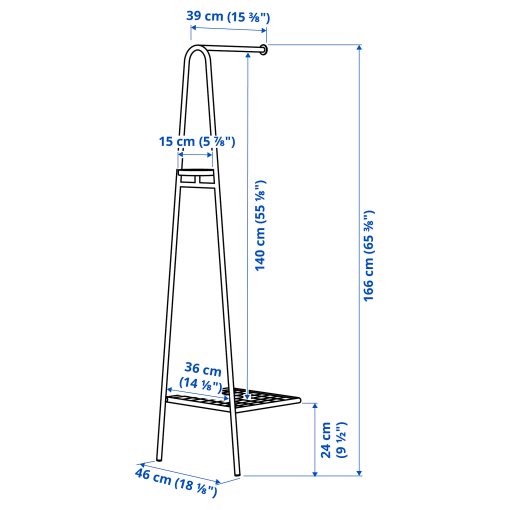 ÄLGANÄS, clothes rack with shoe storage, 46x39x166 cm, 105.858.88