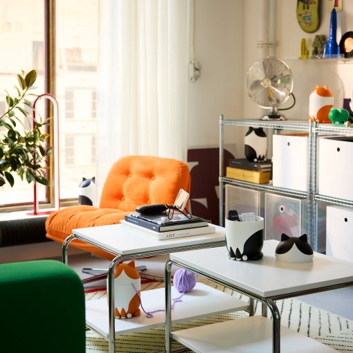 GREJSIMOJS, storage with lid cat-shaped, 106.036.46