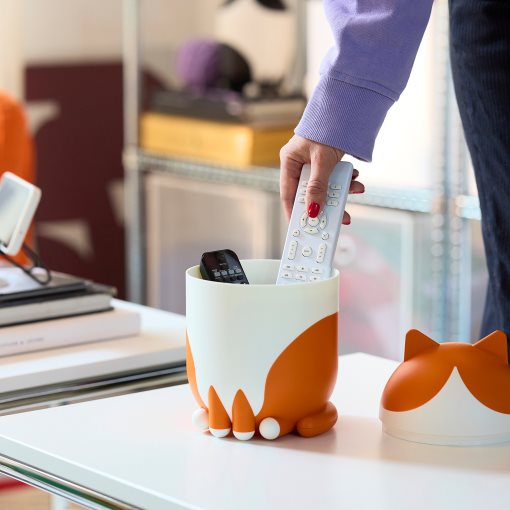 GREJSIMOJS, storage with lid cat-shaped, 106.036.46