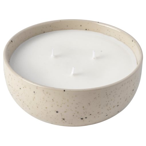 PÄRLHÖNA, scented candle in ceramic jar/Rose & carnation, 30 hr, 106.041.46