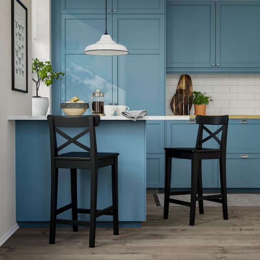 ROSENTORP, σκαμπό μπαρ με πλάτη, 63 cm ύψος πάγκου, 106.199.30