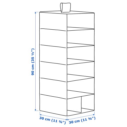 STUK, hanging storage with 7 compartments, 30x30x90 cm, 106.215.46