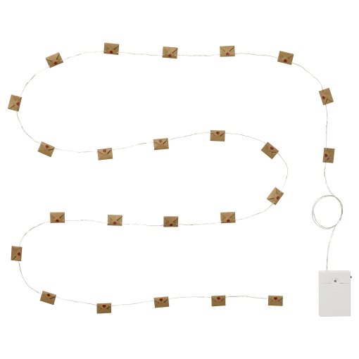 STRÅLA, lighting chain with built-in LED light source/battery-operated/envelope, 2.80 m, 106.334.98