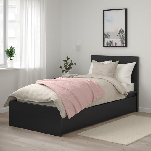 MALM, bed frame/high with 2 storage boxes, 90X200 cm, 190.129.89
