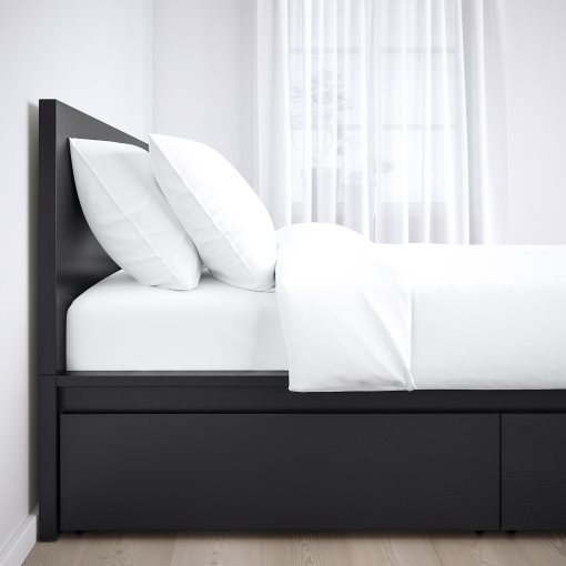 MALM, bed frame/high with 2 storage boxes, 90X200 cm, 190.129.89
