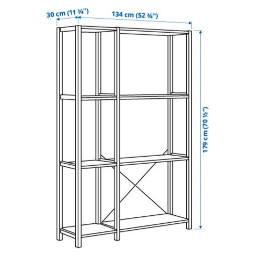 IVAR, 2 sections/shelves, 134x30x179 cm, 194.039.35