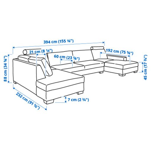 SÖRVALLEN, γωνιακός καναπές 5 θέσεων με σεζλόνγκ/δεξί, 194.194.08