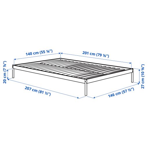 VEVELSTAD, bed frame with 2 headboards, 140x200 cm, 194.417.39
