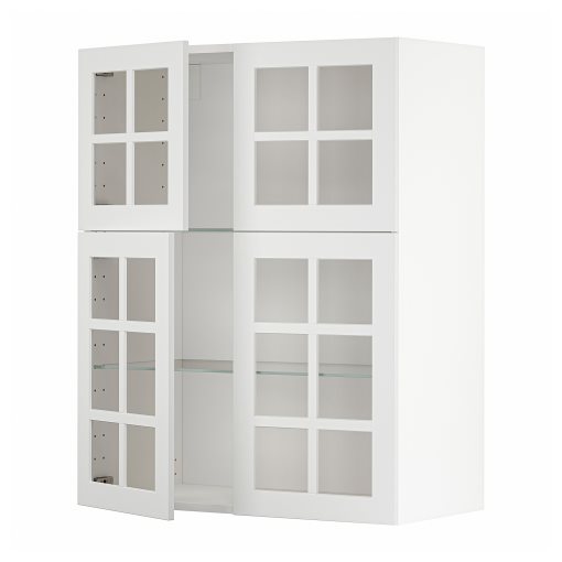 METOD, wall cabinet with shelves/4 glass doors, 80x100 cm, 194.615.10