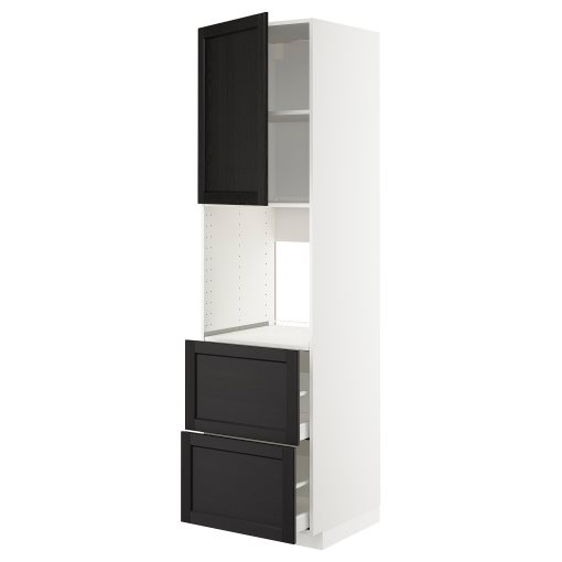 METOD, high cabinet for oven with door/2 fronts/2 high drawers, 60x60x220 cm, 194.677.67