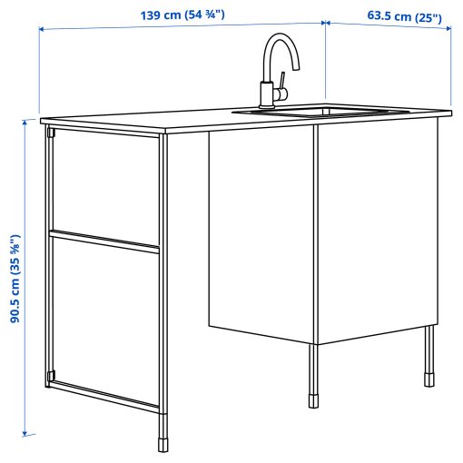 ENHET, storage combination for laundry, 139x63.5x87.5 cm, 194.774.36