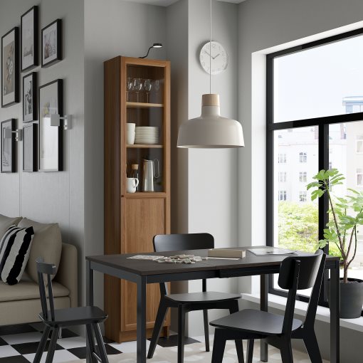 BILLY/OXBERG, bookcase with panel/glass door, 40x30x202 cm, 194.833.38