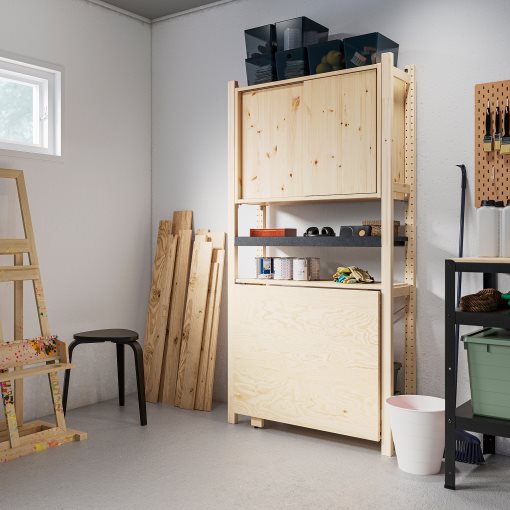 IVAR, 1 section/foldable table/sliding door, 89x30x179 cm, 195.080.89