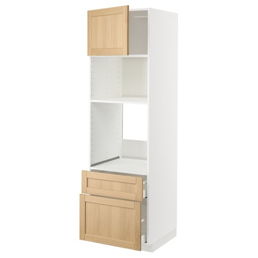 METOD, high cabinet for oven/microwave with door/2 drawers, 60x60x200 cm, 195.095.26