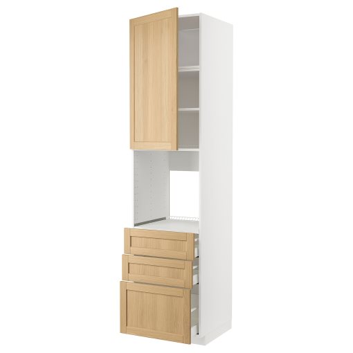 METOD, high cabinet for oven with door/3 drawers, 60x60x240 cm, 195.095.50