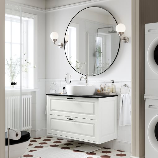 TANNFORSEN/TORNVIKEN, βάση νιπτήρα με συρτάρια/νιπτήρα/μπαταρία, 102x49x79 cm, 195.215.85