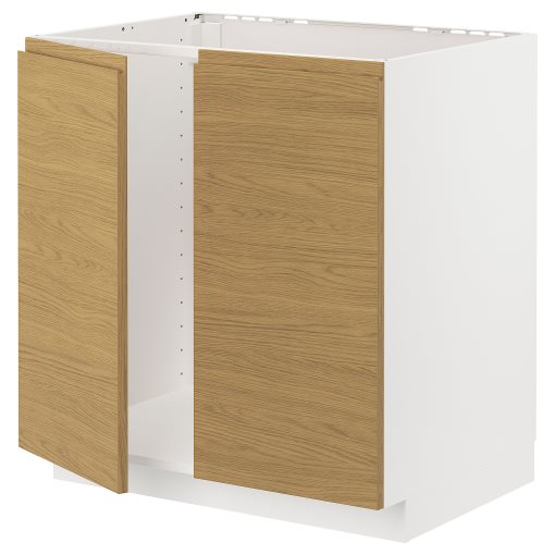 METOD, base cabinet for sink/2 doors, 80x60 cm, 195.386.75