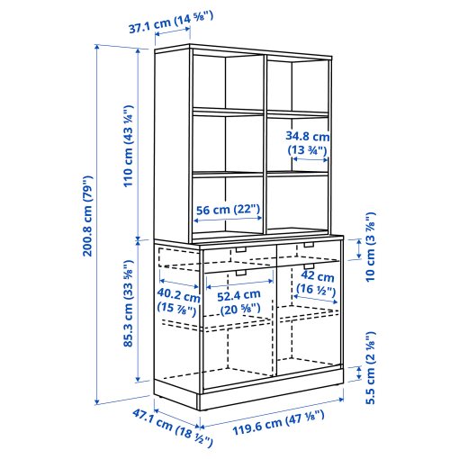 TONSTAD, storage combination, 120x47x201 cm, 195.717.64