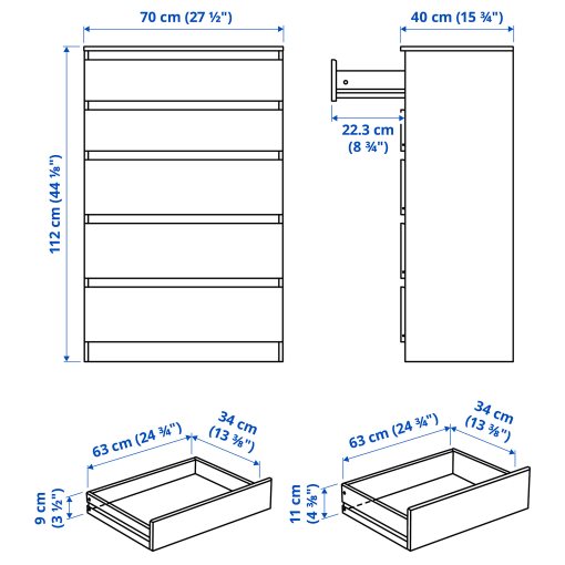 KULLEN, chest of 5 drawers, 70x112 cm, 203.936.62