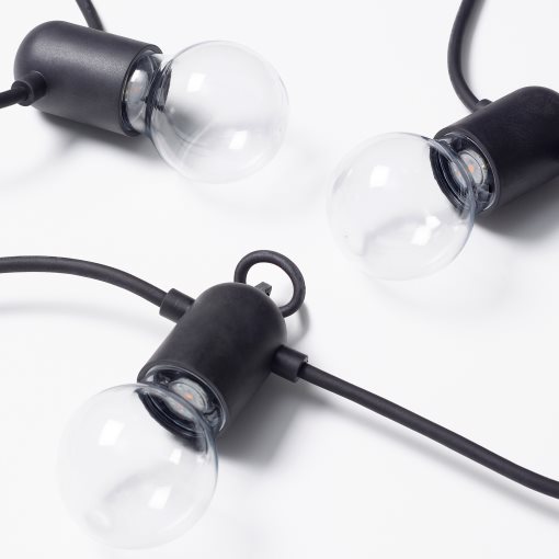 SVARTRÅ, lighting chain/12 lights with built-in LED light source/outdoor, 205.218.05