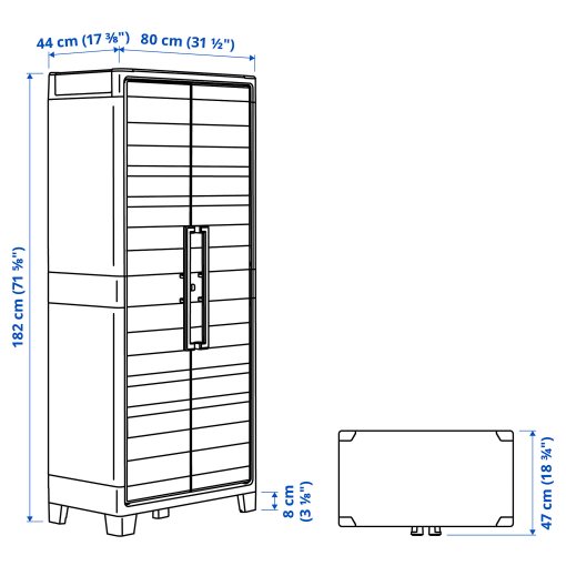 RUNMARÖ, cabinet with doors in/outdoor, 80x44x182 cm, 205.513.12