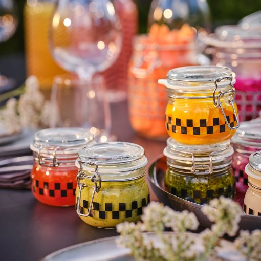 KORKEN, jar with lid/check pattern, 13 cl, 205.646.87