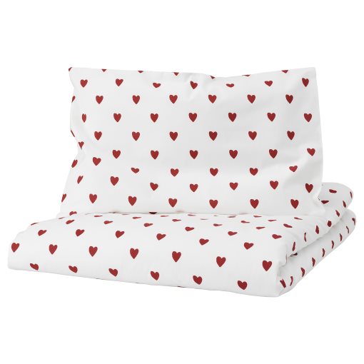 BARNDRÖM, duvet cover 1 pillowcase for cot/heart pattern, 110x125/35x55 cm, 205.959.00