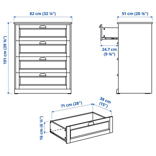 FÅGELFJÄLLET, chest of 4 drawers, 82x51x101 cm, 205.986.06