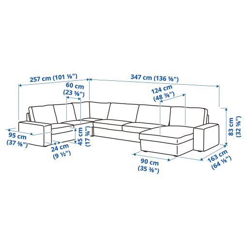 KIVIK, corner sofa, 5-seat with chaise longue, 294.430.21
