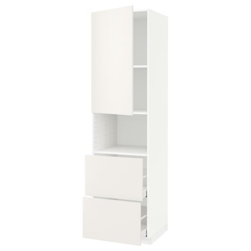METOD, high cabinet for microwave with door/2 drawers, 60x60x220 cm, 294.574.28