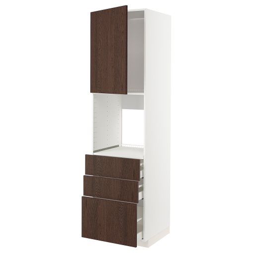 METOD, high cabinet for oven with door/3 drawers, 60x60x220 cm, 294.638.39