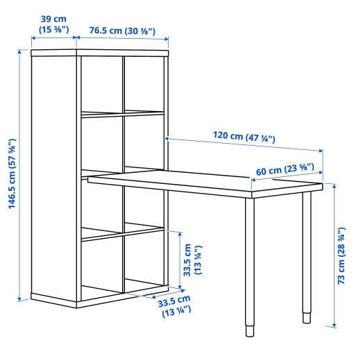 KALLAX/LAGKAPTEN, σύνθεση γραφείου, 77x159x147 cm, 294.816.59