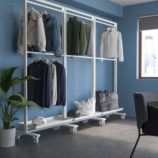 MITTZON, σκελετός με ροδάκια/ράγα ρούχων/ράφι, 85x205 cm, 295.139.57