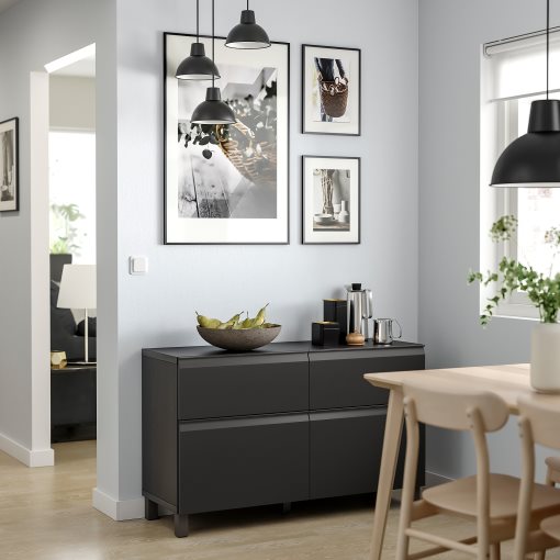 BESTÅ, σύνθεση αποθήκευσης με πόρτες/συρτάρια με μαλακό κλείσιμο, 120x42x74 cm, 295.693.36