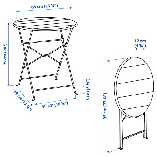 SUNDSÖ, table and 2 folding chairs/outdoor, 65 cm, 295.732.63