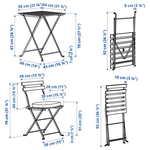 TÄRNÖ, table and 2 chairs/foldable/outdoor, 55x54 cm, 295.753.42