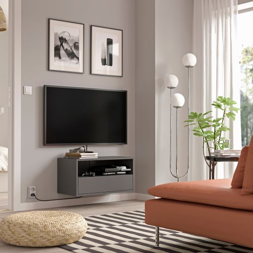 EKET, ράφι τοίχου πολυμέσων με ράγα ανάρτησης, 70x35x35 cm, 295.809.75