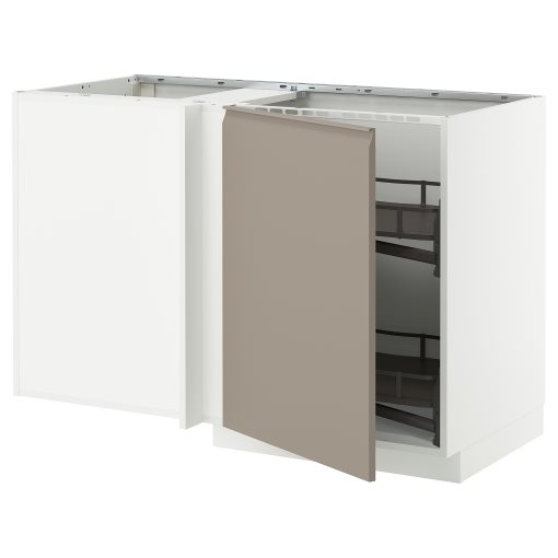 METOD, corner base cabinet with pull-out fitting, 128x68 cm, 295.851.43
