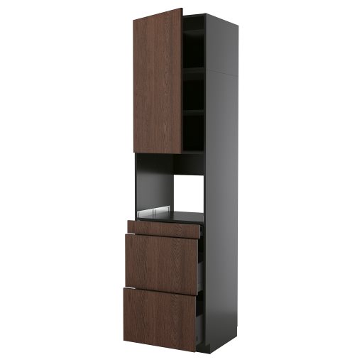 METOD/KNIVSHULT, high cabinet for microwave combi with door/3 drawers, 60x60x240 cm, 295.878.87