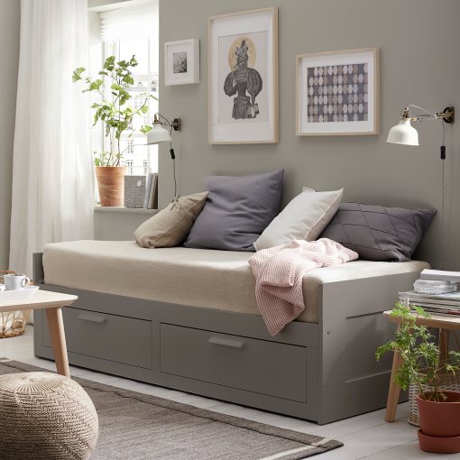 BRIMNES, κρεβάτι επισκέπτη day bed 2 συρτάρια/2 στρώματα, 80x200 cm, 295.900.12