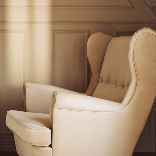STRANDMON, wing chair with footstool, 295.903.66