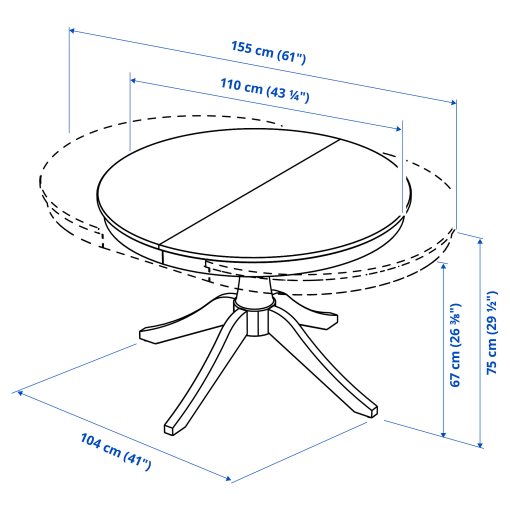 ROSENTORP, table and 4 chairs, 110/155 cm, 296.101.33