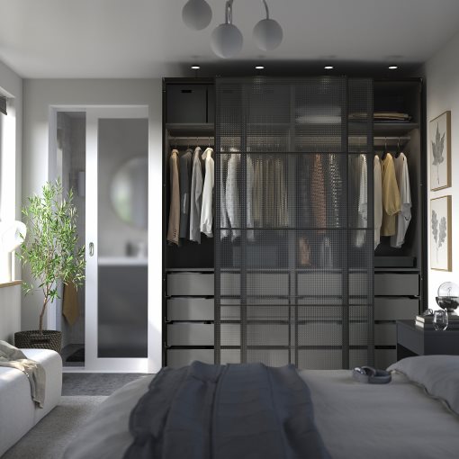 PAX/LUNDBRÄSMA, wardrobe with sliding doors, 200x66x236 cm, 296.179.07