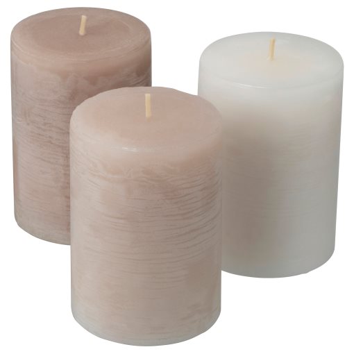 FÖRSÖKA, unscented block candle, 3 pack, 302.258.14