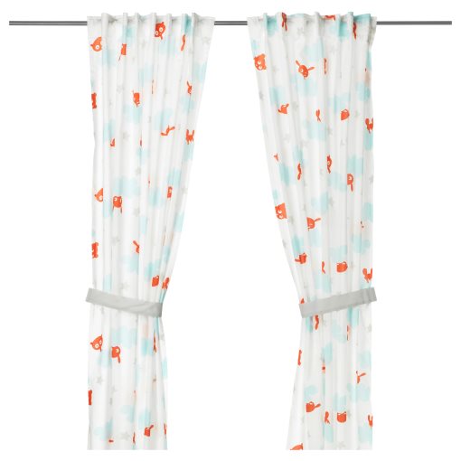 STJARNBILD, curtains with tie-backs, 1 pair, 303.196.19