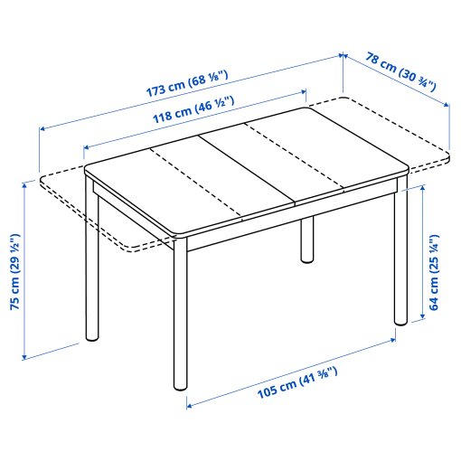RÖNNINGE, επεκτεινόμενο τραπέζι, 118/173x78 cm, 305.074.65