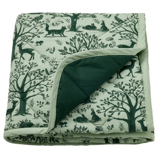 TROLLDOM, quilted blanket/forest animal pattern, 96x96 cm, 305.151.25