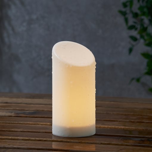 ÄDELLÖVSKOG, block candle with built-in LED light source/in/outdoor, 16 cm, 305.202.59