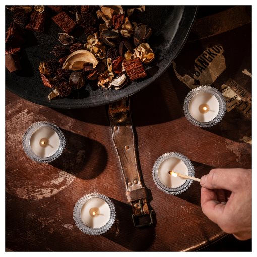 GLANSLIND, scented tealight/smoky vanilla/30 pack, 3.5 hr, 305.528.15