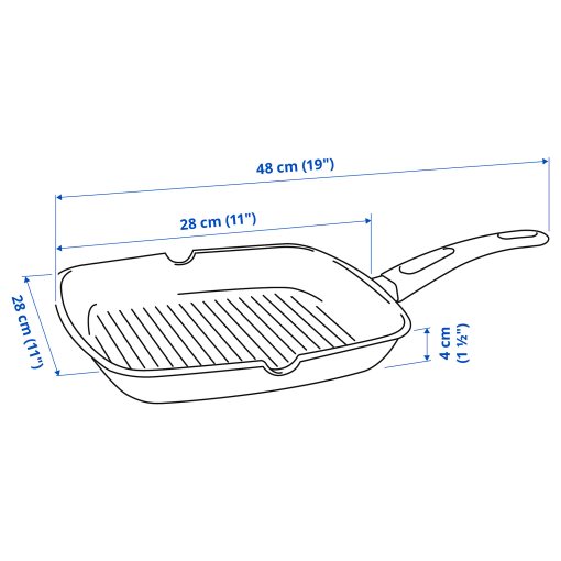 HEMLAGAD, grill pan non-stick coating, 28x28 cm, 305.809.03